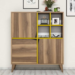 Hanah Home Pulse Armario Multiusos Nogal y Amarillo